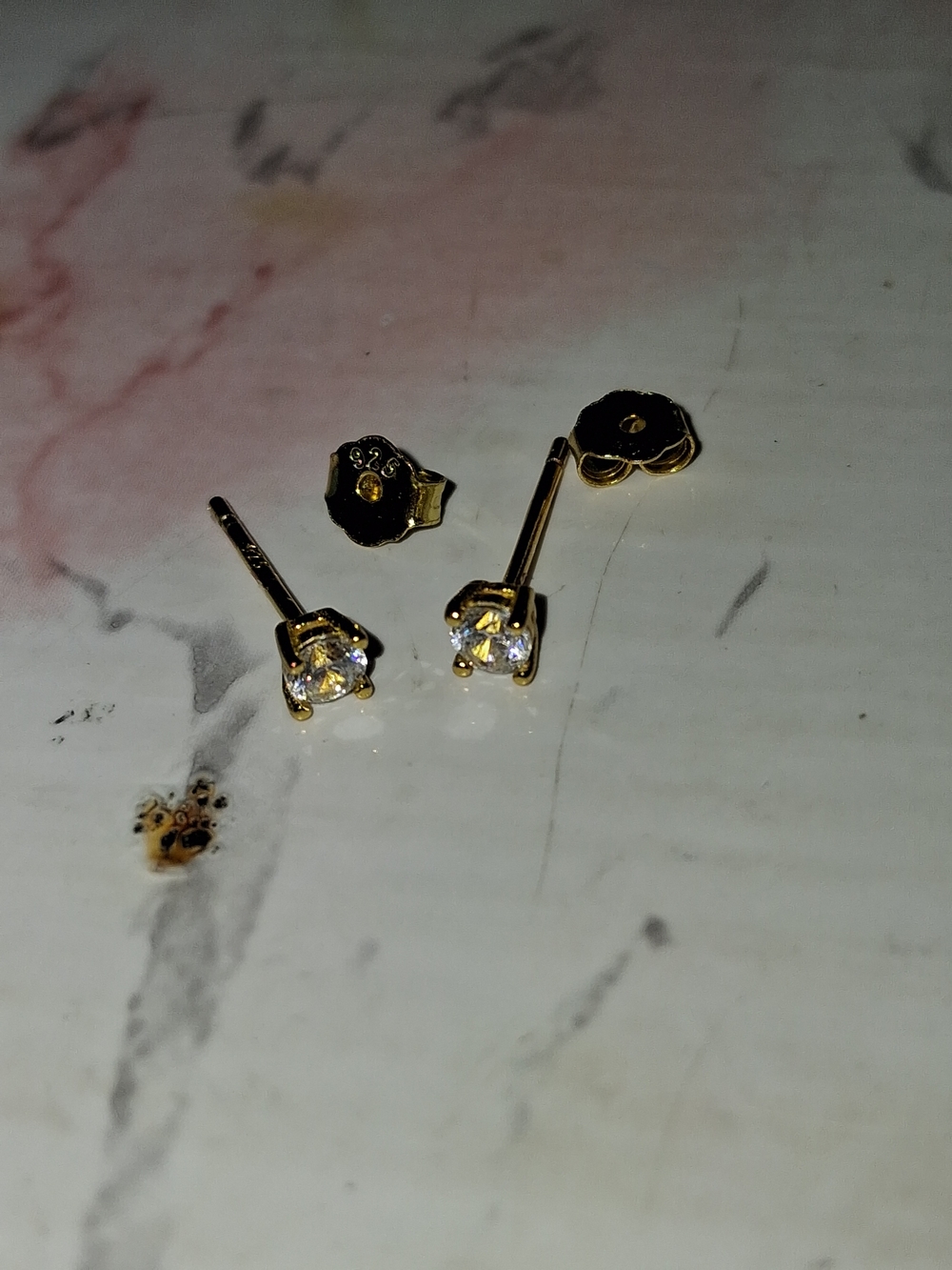 Gold 925  CZ Stud Earrings - Classic Solitaire